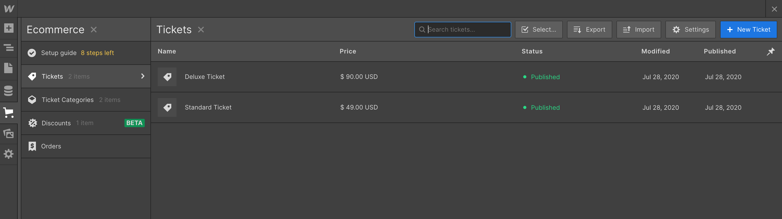 eCommerce Collection - Evently Webflow Template